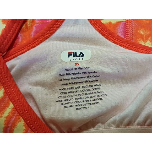 Fila Women's Extra Small XS Sport Athletic Vibrant Orange & Pink  Built In Bra - Picture 3 of 3